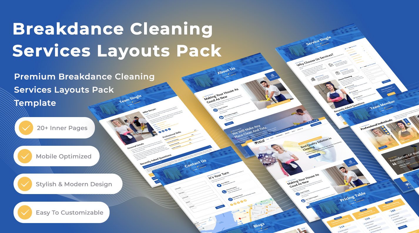 Breakdance Cleaning Services Layouts Pack
