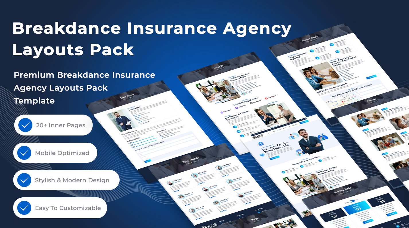 Breakdance Insurance Agency Layouts Pack