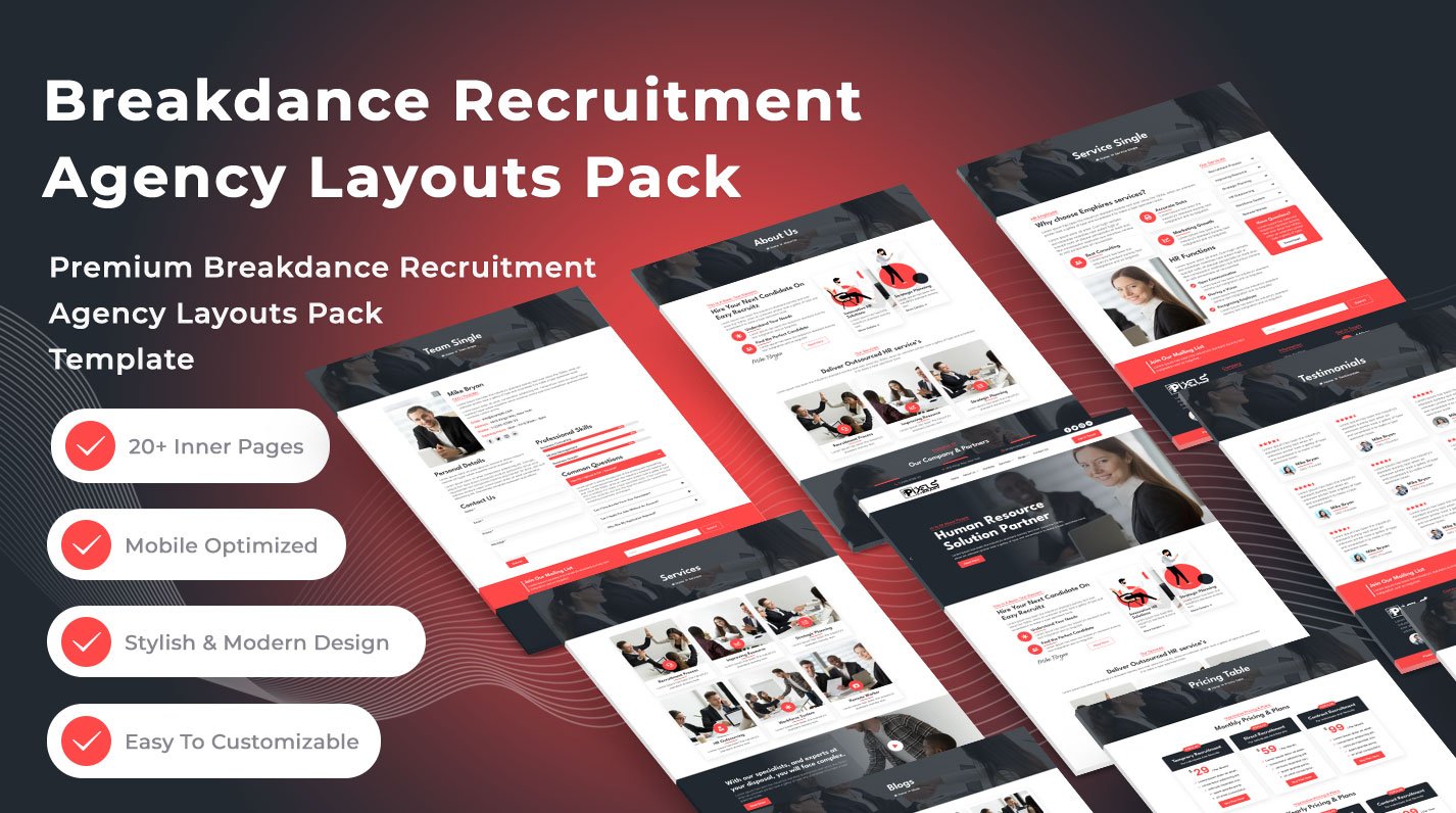 Breakdance Recruitment Agency Layouts Pack