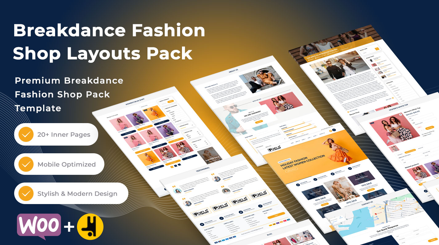 Breakdance Fashion Shop Layouts Pack