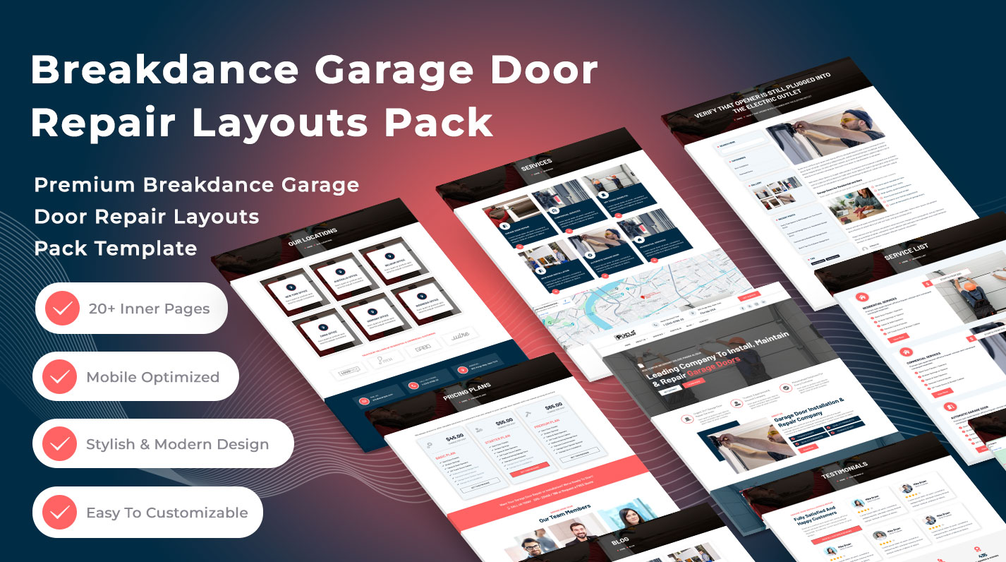 Breakdance Garage Door Repair Layouts Pack