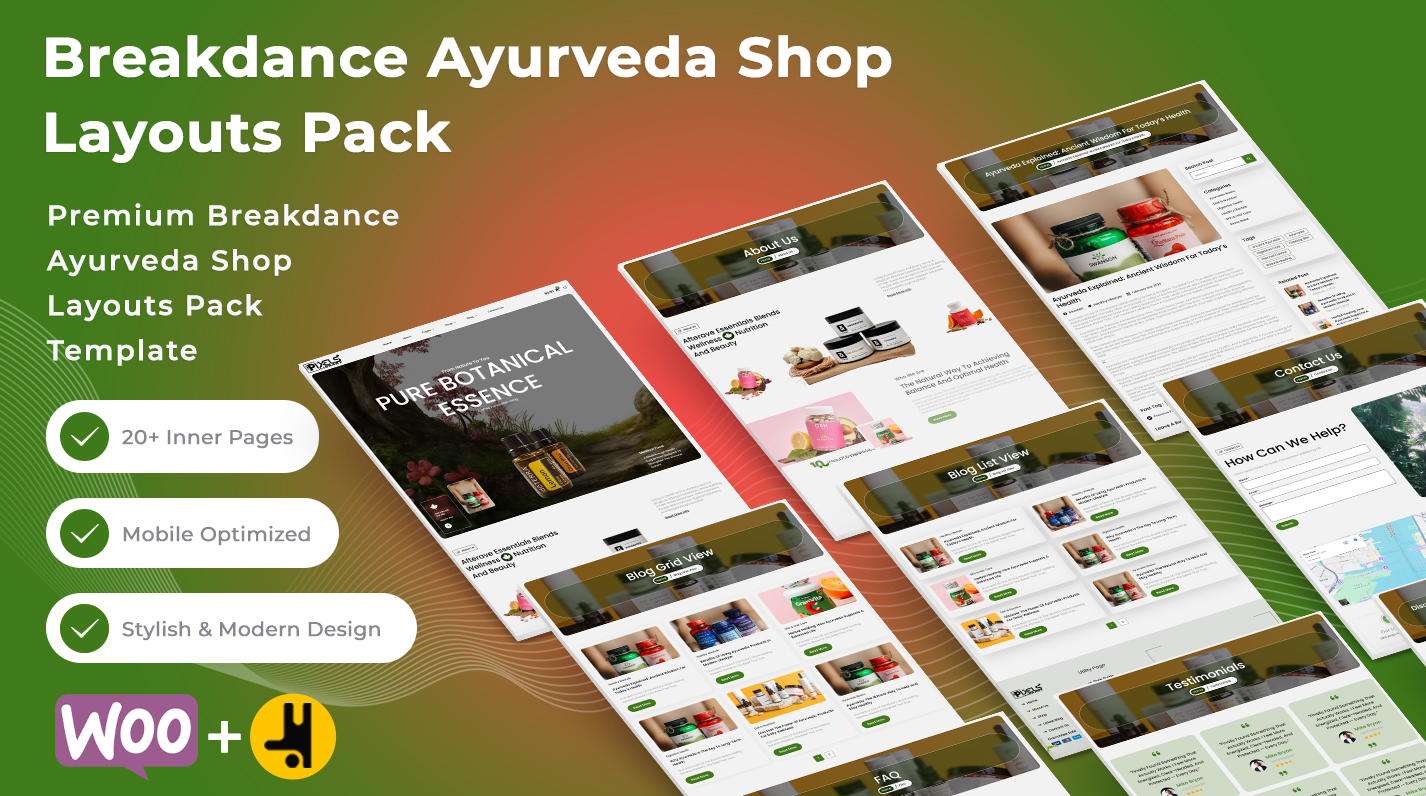 Breakdance Ayurveda Shop Layouts Pack