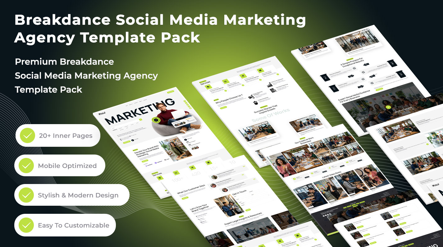 Breakdance Social Media Marketing Agency Layouts Pack