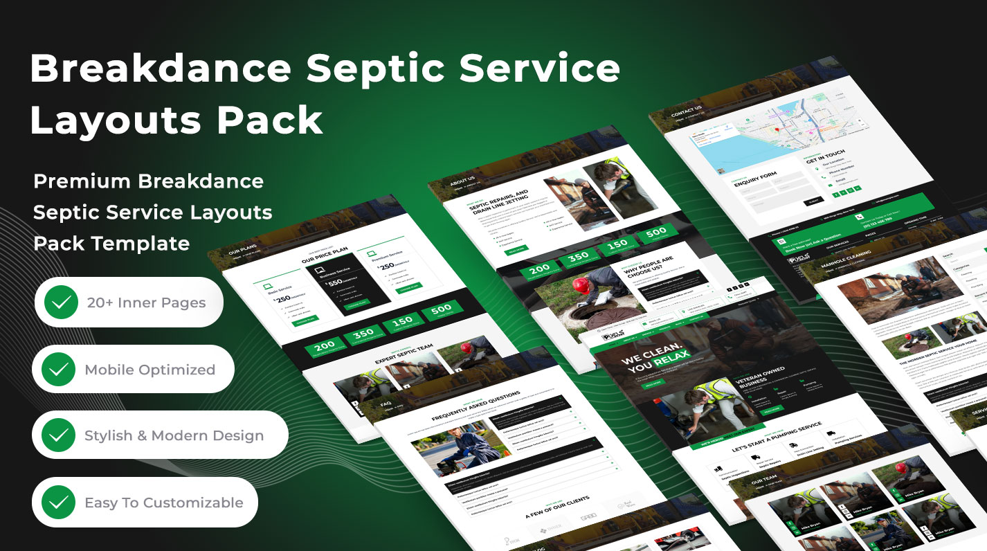 Breakdance Septic Service Layouts Pack